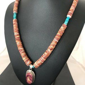 Navajo Sterling Silver Necklace Pendant Ln 26.5